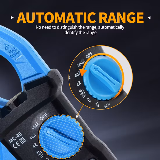 Multímetro de abrazadera Mestek Pinza amperimétrica digital de 6000 cuentas con conector de voltaje sin contacto Pinza amperimétrica Ncv